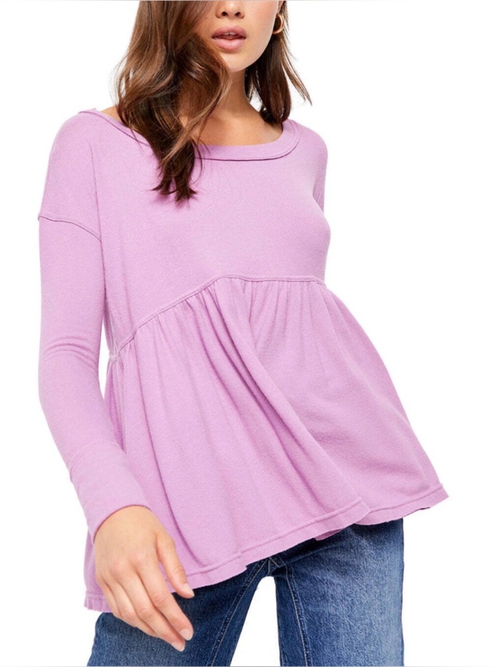 Free People Forever Your Girl  Purple Long Sleeve Tunic Top S